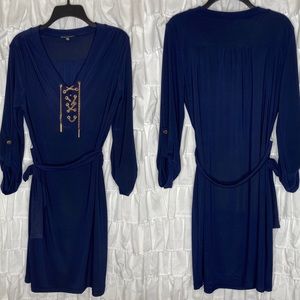 Spense Navy blue belted Tricot dress size 6